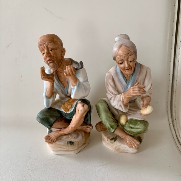 Other - Vintage Pair Hand Painted Porcelain Asian Figurines